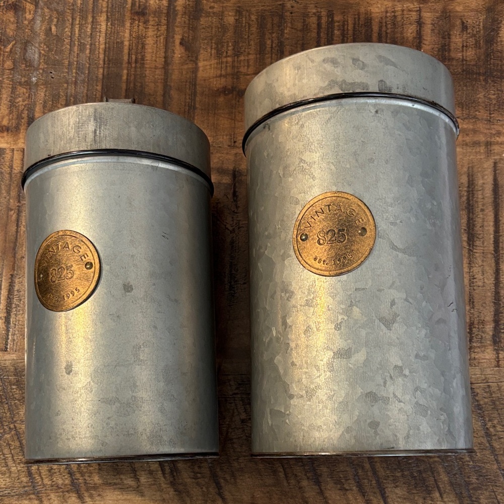 Vintage Style Metal Canister Set of 2